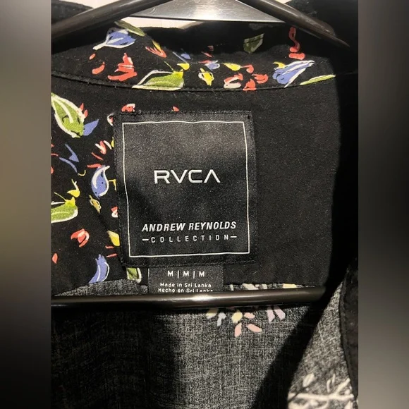 RVCA casual button down short sleeve floral Andrew Reynolds special edition - Picture 2 of 2